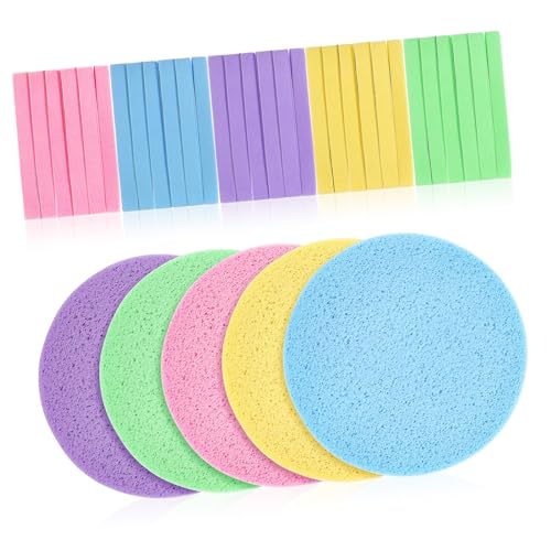 WEKADRIN 120 Stück Komprimierte Gesichtsschwämme aus Premium Schwamm Hohe Wasseraufnahme Sanft zur Haut Für Make Up Entfernung Gesichtsreinigung und Peeling Für Frauen und Mädchen von WEKADRIN