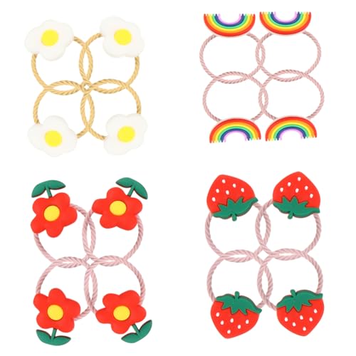 WEKADRIN 16 Stück Haargummis Bunte Cartoon Obst Haarbänder Weiche Elastische Haar Krawatten Praktische Haarschmuck für Mädchen Vielseitig Kombinierbar Geschenk von WEKADRIN