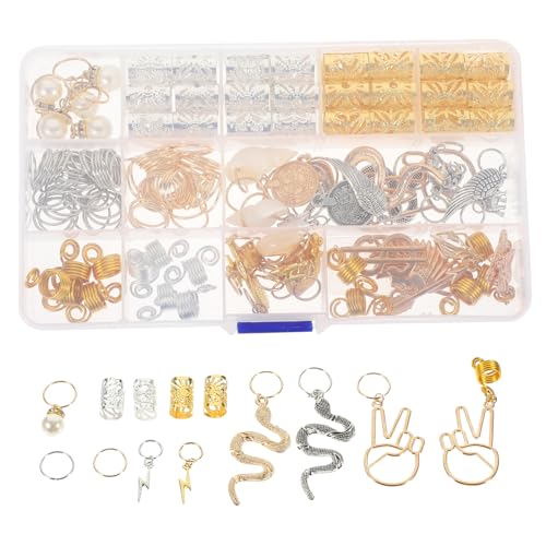 WEKADRIN 173 Stück Teiliges Haarschmuck für Dreadlocks und Zöpfe Flexible Verstellbare Haarmanschetten und Anhänger Robuste Vielseitige Haar Accessoires für Frauen für Hochzeiten Partys von WEKADRIN