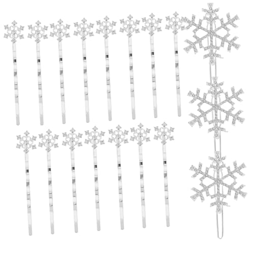 WEKADRIN 18 Stück Teiliges Haarschmuck mit Schneeflocken Haarspangen aus Funkelnde Haarklammern für Damen Komfortabel Hautfreundlich Fest Haltend für Weihnachten und Winterlooks von WEKADRIN
