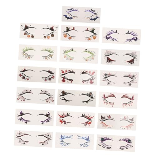 WEKADRIN 19 Stück Spinnennetz Gesichtstattoos Kürbis Halloween Make Up Aufkleber Temporäre Eyeliner Tattoo Aufkleber Totenkopf Eyeliner Temporäre Tattoos Gesichts Make Up Karnevals von WEKADRIN