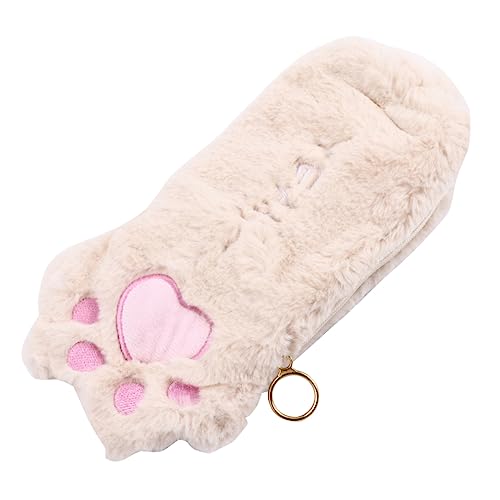 WEKADRIN 1Stück Kawaii Plüsch Stifttasche mit Katzenpfoten Design Niedliche Aufbewahrungstasche für Hochwertige Schreibwaren Waschbar und Langlebig für Schule von WEKADRIN