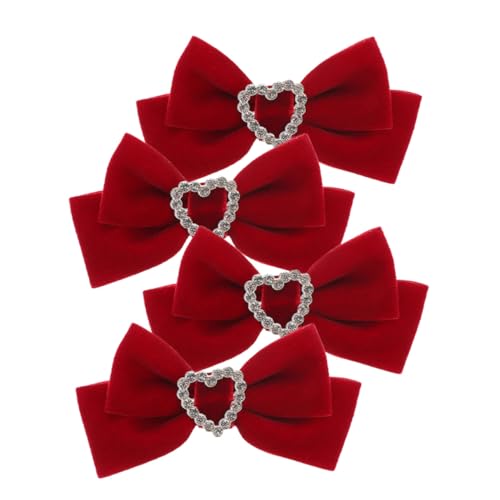 WEKADRIN 2 Paare Große Rote Samt Haarschleifen Haarklammern für Mädchen Leichtgewichtige Dekorative Haarclips mit Festsitz Sicher und Rutschfest für Kleinkinder und Festliche Anlässe von WEKADRIN