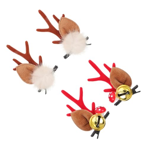 WEKADRIN 2 Paare Weihnachtliche Rentier Geweih Haarklammern Teiliges Leichte Elch Ohr Haarspangen Festliche Kostüm Accessoires für Damen und Mädchen Einfach zu Tragen und Verstellbar von WEKADRIN