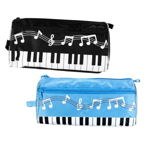 WEKADRIN 2 Stck Teiliges Federmäppchen Musiknoten Design Doppellagige Große Kapazität Robustes Federtasche mit Klaviermuster Leichte Stiftetasche für Schüler Praktische Aufbewahrung für von WEKADRIN