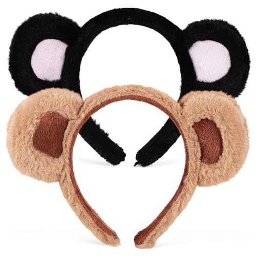 WEKADRIN 2 Stück Bärenohren Haarreif Plüsch Stirnband Weich Bequem Niedlich Tierohren für Gesichtswäsche Cosplay Party Erwachsene von WEKADRIN