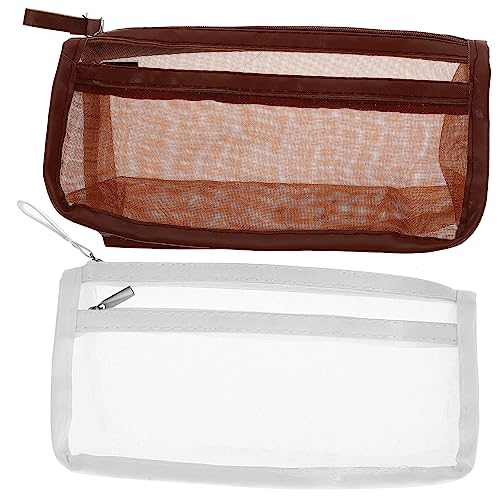 WEKADRIN 2 Stück Doppellagiges Federmäppchen Groß Fassungsvermögen Leicht Reißfest mit Glattem Reißverschluss für Schule und Künstler Schreibwaren Organizer Stiftetui Teilig Transparent von WEKADRIN