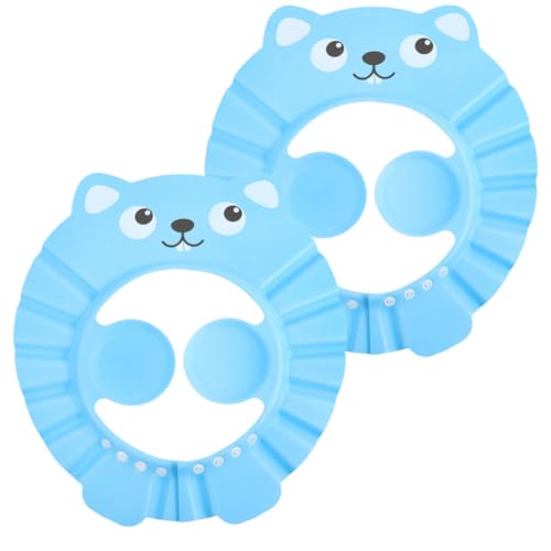 WEKADRIN 2 Stück Duschhaube Verstellbar Cartoon Haarwaschschutz Kleinkinder Ohrenschutz Badekappe für Junge Mädchen und Badehaube zum Haarewaschen und Sonnenschutz von WEKADRIN