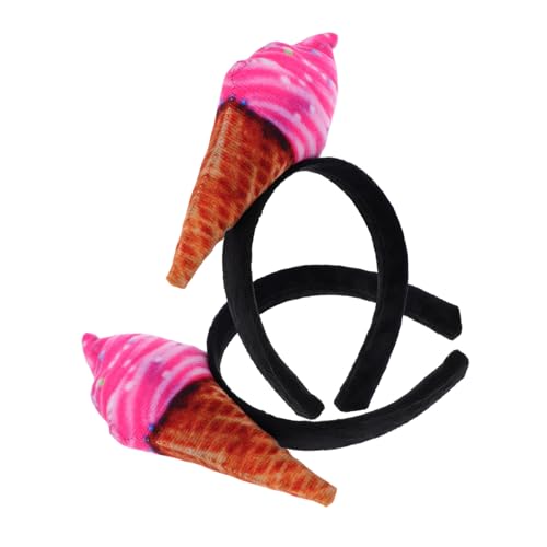 WEKADRIN 2 Stück Eiscreme Stirnband Lustiger Haarreif mit Eistüten Motiv Rutschfestes Party Kostüm Accessoire für Halloween Karneval Cosplay und Mottopartys Niedlicher Haarschmuck für Damen von WEKADRIN