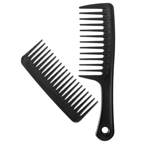 WEKADRIN 2 Stück Entwirrungskamm Mit Breiten Zähnen Für Lockiges Und Langes Haar, Styling-shampoo-werkzeug Für Trockenes, Nasses Haar, Für Frauen, Männer Und Kinder, Schwarz von WEKADRIN