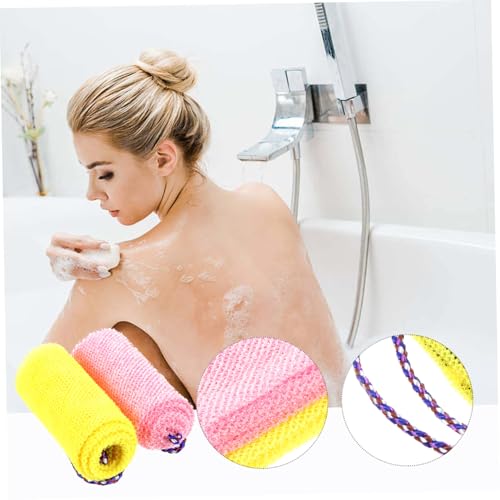 WEKADRIN 2 Stück Exfolierende Duschschwämme mit Zugband Strapazierfähige Badetücher zum Peeling von Rücken Nacken und Schultern Leichtes Langlebiges Material für Gründliche Reinigung von WEKADRIN
