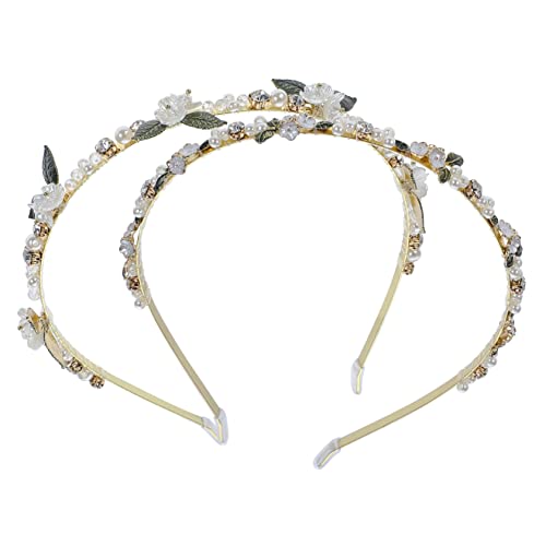 WEKADRIN 2 Stück Exquisites Teiliges Haarschmuck Damen Haarband mit Funkelnden Strasssteinen und Perlen Verschleißfest Komfortabel Geeignet für Hochzeit Party Braut und Festliche Anlässe von WEKADRIN
