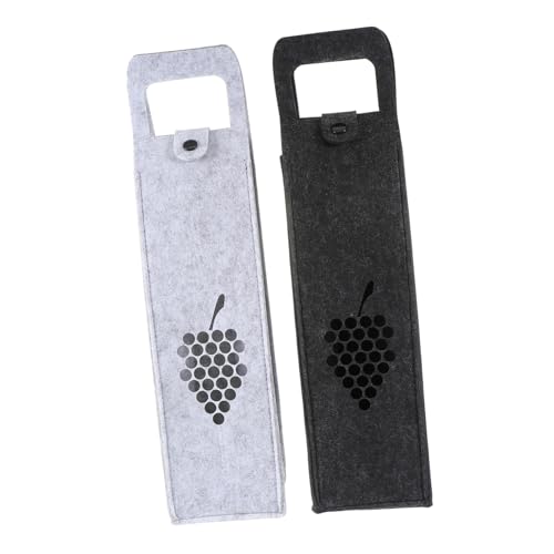 WEKADRIN 2 Stück Filz Weintragetaschen Tragbar Flaschentüten in und Dunkelgrau für Geschenkverpackung und Schutz von Weinflaschen Wiederverwendbar für Hochzeit Geburtstag Party Stilvolle von WEKADRIN