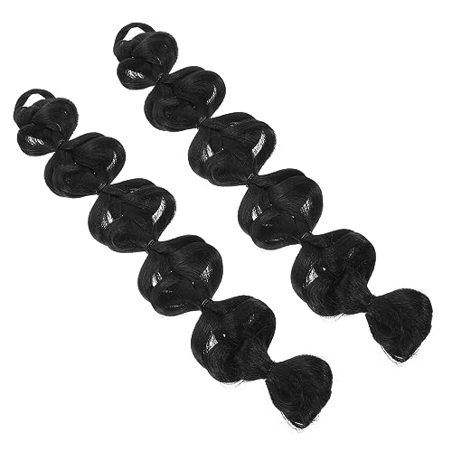 WEKADRIN 2 Stück Geflochtene Pferdeschwanz Haarverlängerung Teilig Synthetisches Superweiches Haarteil mit Haargummi Lange Extensions für Frauen und Mädchen Einfach zu Tragen Natürlicher von WEKADRIN