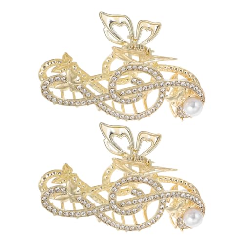 WEKADRIN 2 Stück Große Haarklammer für Damen mit Strass und Perlen Rutschfeste Haarklammer für Dickes Haar Eleganter Haarschmuck für Hochzeit Brautjungfern Party und Alltag von WEKADRIN