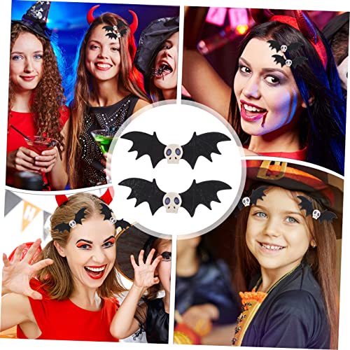 WEKADRIN 2 Stück Halloween Haarklammern Bat Skull Haarspangen Leicht Kopfschmuck für Damen Kostüm Party Zubehör Gruseliges Halloween Accessoire von WEKADRIN