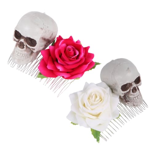 WEKADRIN 2 Stück Halloween Haarklammern mit Totenkopf Design Langlebige Haarkämme für Kostüm und Partyfotografie Auffälliger Kopfschmuck für Damen Modische Haarclips von WEKADRIN