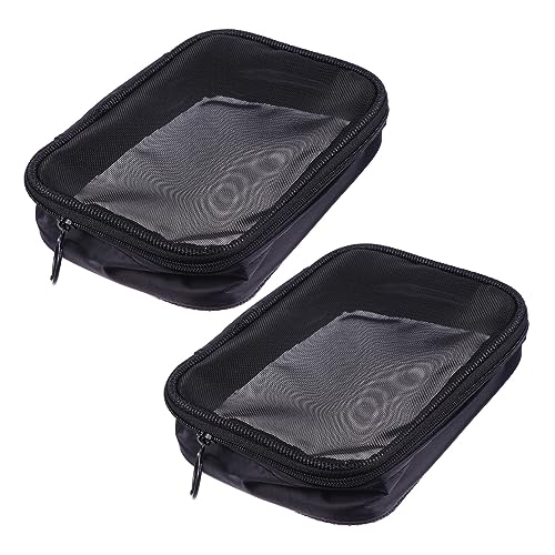 WEKADRIN 2 Stück Kleine Mesh Kulturtaschen für Damen und Herren Tragbare Praktische Kosmetiktaschen für Reisen und Alltag Transparente Leichte Toiletry Pouches zur Einfachen Aufbewahrung von WEKADRIN