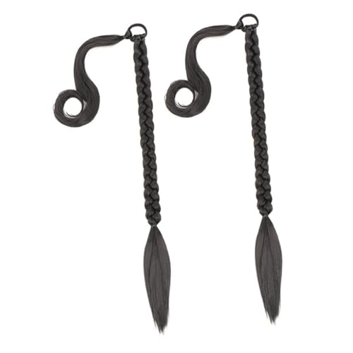 WEKADRIN 2 Stück Lange Geflochtene Haarverlängerung mit Haargummi Hitzebeständige Weich und Glatt zum Einfachen Stylen von Pferdeschwanz und Zöpfen für Damen Mädchen und Cosplay von WEKADRIN