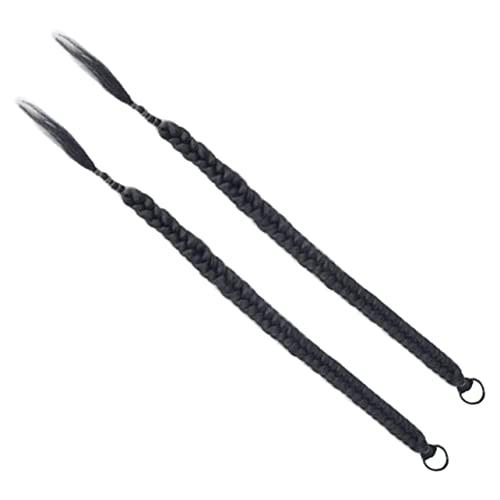 WEKADRIN 2 Stück Lange Geflochtene Ponytail Extensions aus Synthetischem Hautfreundlichem Material für Frauen Vielseitige Haarverlängerung für Partys Cosplay und Alltagsstylings von WEKADRIN