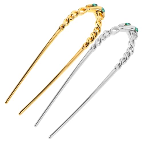 WEKADRIN 2 Stück Metall U Förmige Haarnadeln für Damen Funkelnde Haaraccessoires für Langes Haar Eleganter Dutt und Stilvolle Frisuren Gold und Silber von WEKADRIN