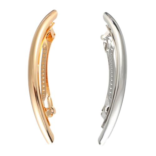 WEKADRIN 2 Stück Metallic French Style Haarspangen Damen Frühlings haarklammern Eleganter Haarschmuck für Mädchen und Frauen in Gold und Silber von WEKADRIN