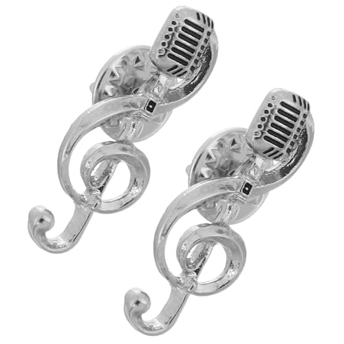 WEKADRIN 2 Stück Musiknoten-mikrofon Broschen aus Robustem Metall Stilvolles Anstecknadel Herren und Damen für Musikliebhaber Modisches Accessoire für Partys und Alltag von WEKADRIN