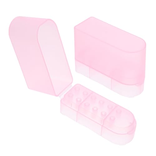 WEKADRIN 2 Stück Nagelbohrer Aufbewahrungsbox Transparent Rosa Kompakter Organizer für Maniküre Werkzeuge Langlebig Staubdicht Tragbar für Profi und Zuhause Großer Stauraum für von WEKADRIN