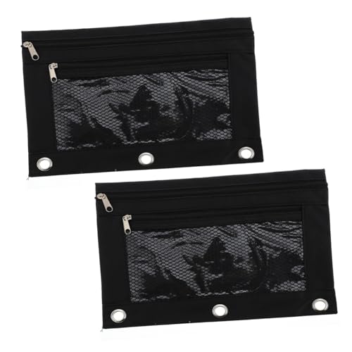 WEKADRIN 2 Stück Oxford Federmäppchen Doppellagiges Schreibwarenetui mit Reißverschluss Vielseitige Aufbewahrungstasche für Büro Schule und Reise Schwarz Geräumig und Robust von WEKADRIN