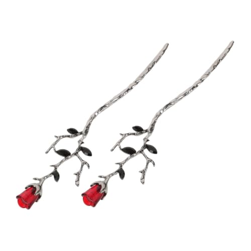 WEKADRIN 2 Stück Retro Haarstäbchen mit Rosenblumen Design Haarnadeln für Hochsteckfrisuren Vintage Haarschmuck für Damen für Formelle und Lässige Anlässe von WEKADRIN