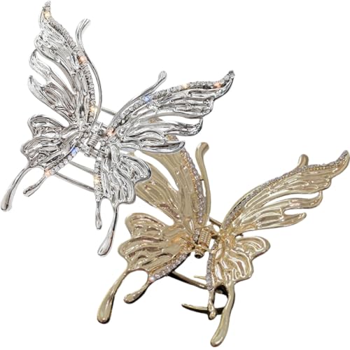WEKADRIN 2 Stück Schmetterling Haarklammern mit Strass Kleine Robuste Haarspangen für Frauen und Mädchen Modischer Haarschmuck für Alltag Party und Sport Sicherer Halt ohne Zufällige Farbe von WEKADRIN