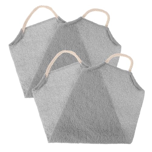 WEKADRIN 2 Stück Schrubben Körperwaschlappen Dusche Luffa Körperwaschtuch Waschlappen Luffa Peeling-handtuch Für Den Körper Duschtuch Peeling-handtuch Für Den Rücken Light Grey Polyester von WEKADRIN