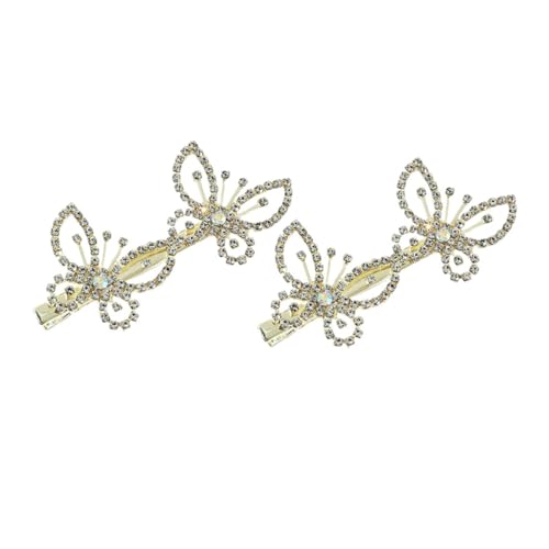 WEKADRIN 2 Stück Strass Schmetterling Haarklammern Damen Glänzende Haarspangen aus Zinklegierung Stilvoller Haarschmuck für Alltag Party Schule Mädchen Accessoires von WEKADRIN