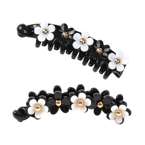 WEKADRIN 2 Stück Teiliges Acryl Bananen Haarklammer Fünf petaled Blumenform Haarspangen für Damen und Mädchen Rutschfester Grip Langlebig Modisches Haar accessoire für Alltag und Festtage von WEKADRIN
