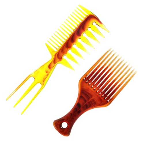 WEKADRIN 2 Stück Teiliges Breiter Haarkamm mit Glatten Zähnen Extra Weit Gezahnt für Dickes Verfilztes Haar Herren Styling Textur Kamm für Friseure Salon und Persönliche Anwendung von WEKADRIN