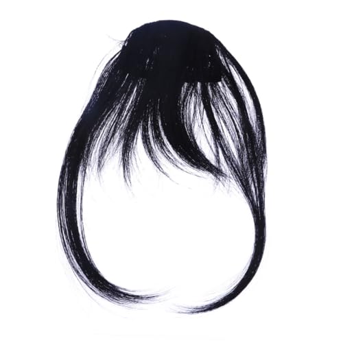 WEKADRIN 2 Stück Teiliges Front Hair Bangs Clip in Haarteil Ultradünner Natürlicher Schwarzer Air Fringe Haarverlängerung für Frauen und Mädchen Atmungsaktiv Bequem Einfach zu Befestigen von WEKADRIN