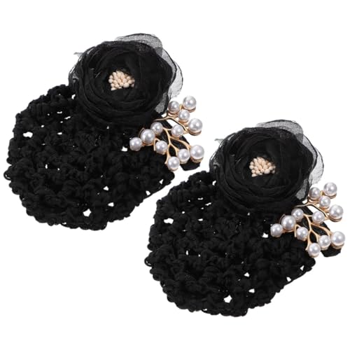 WEKADRIN 2 Stück Teiliges Haarnetz mit Floralen Stoffblumen Robuste Haarklammern für Sicheren Sitz Vielseitig Tragbar für Damen und Zeremonien Eleganter Minimalistischer Haarschmuck für von WEKADRIN