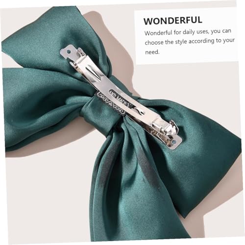 WEKADRIN 2 Stück Teiliges Haarschleifen Clips Damen Leichte Seidige Haarklammern mit Großer Schleife Eleganter Haarschmuck für Frauen und Mädchen für Partys und Alltag Grün von WEKADRIN