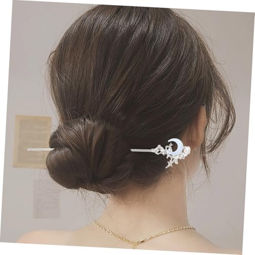 WEKADRIN 2 Stück Teiliges Haarschmuck Stern Mond motiv Funkelnde Strass haarstäbchen für Damen und Mädchen Moderner Look Einfache Hochsteckfrisur für Hochzeiten und Alltag von WEKADRIN