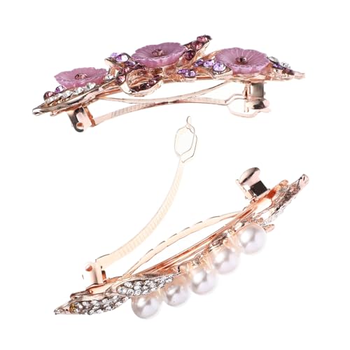 WEKADRIN 2 Stück Teiliges Perlen haarspangen Legiertem mit Eleganter Blumenverzierung Glänzender Strassverzierung Geeignet für Braut Festfrisuren Modischer Haarschmuck für Damen und von WEKADRIN