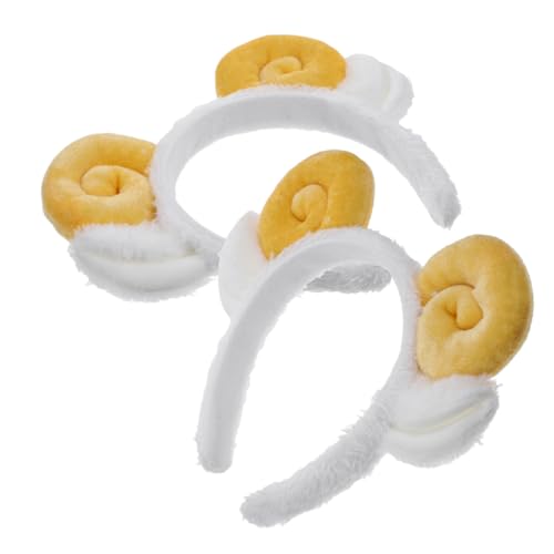 WEKADRIN 2 Stück Teiliges Süßes Haarband mit Hörnern aus Weichem Material Cartoon Stirnband für Make Up und Kostüm Verstellbar und Angenehm zu Tragen Geeignet für Partys und Alltag Gelbes von WEKADRIN