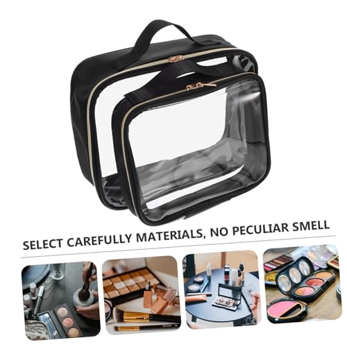 WEKADRIN 2 Stück Teiliges Transparentes Make Up Taschenset Großer Kulturbeutel mit Reißverschluss Tragbar Reise Kosmetiktasche Organizer für Damen und Unterwegs von WEKADRIN
