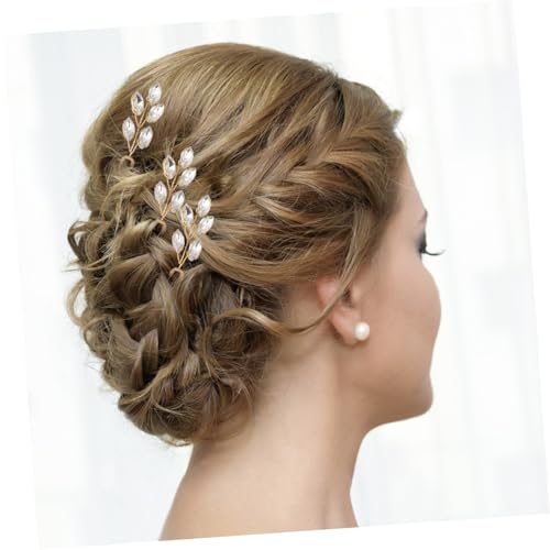 WEKADRIN 2 Stück U Förmige Strass Haarnadeln Teiliges Goldfarbene Brautschmuck Haarklammern mit Funkelnden Glassteinen Vielseitige Haarknoten Accessoires für Hochzeit und Alltag von WEKADRIN