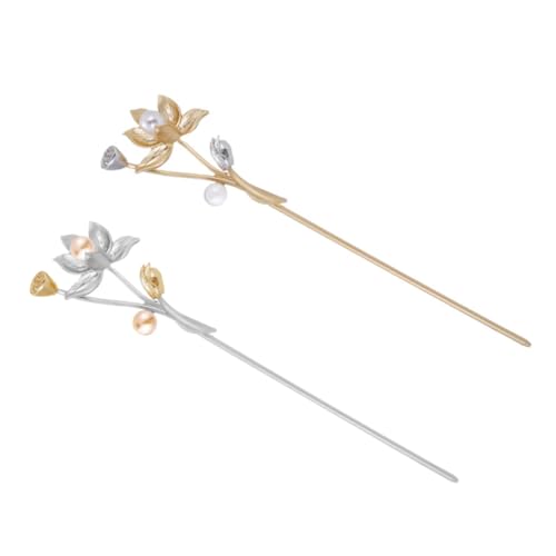 WEKADRIN 2 Stück Vintage Haarnadeln Lotus Blume Haarstäbchen für Damen Klassischer Chinesischer Haarschmuck Leicht Bruchsicher Geeignet für Partys Zeremonien und Han kostüme von WEKADRIN