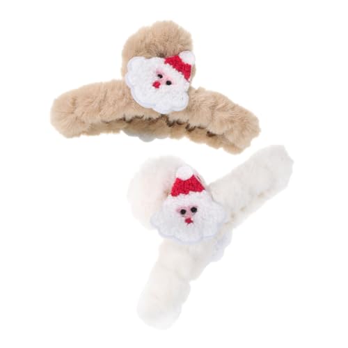 WEKADRIN 2 Stück Weiche Plüsch Haarklammer Weihnachten Haarkralle für Frauen Große Haarspange für Dickes und Dünnes Haar Vielseitig für Party Alltag Haarstyling von WEKADRIN