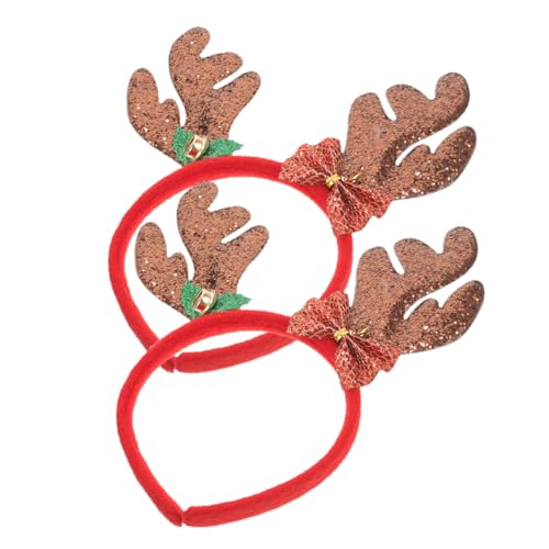 WEKADRIN 2 Stück Weihnachts Haarband Damen mit Rentier Geweih Design Glitzernder Haarschmuck für Mädchen Leichtes Sicheres Stirnband für Festtage und Partyaccessoire von WEKADRIN