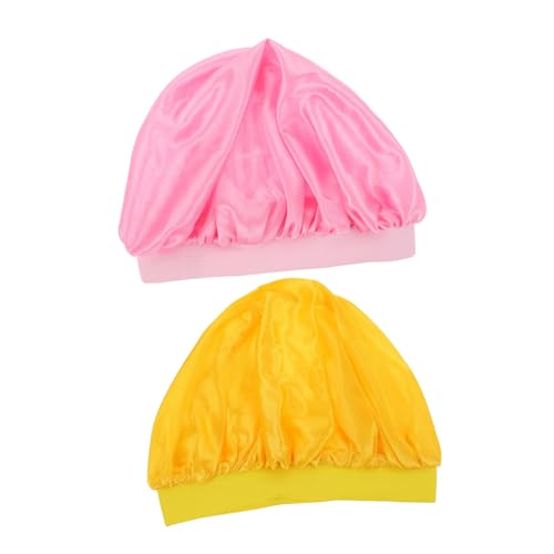 WEKADRIN 2 Stücke Kinder Schlafmütze Sanfte Seide Haarschutz Baby Schlafmütze Bademütze Gelb von WEKADRIN