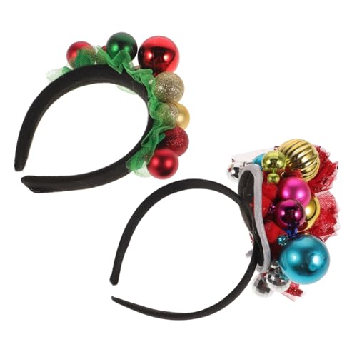 WEKADRIN 2 Weihnachtlicher Haarreifen mit Glocken Bunte Ball Form Festlicher Kopfschmuck für Erwachsene Bequemer Langlebiger Party Haarschmuck für Weihnachtsfeier und Bühnenauftritt von WEKADRIN