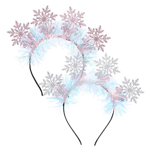 WEKADRIN 2 Weihnachts Schneeflocken Haarreif Teiliges Elastisches Robustes Filz Stirnband für Damen Glitzernde Bequeme Haarbänder für Weihnachten Geburtstage Festliche Partys von WEKADRIN