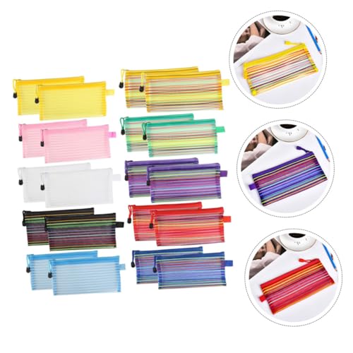 WEKADRIN 20 Stück Multifunktionale Federtasche Teiliges Nylon Stiftemäppchen mit Großer Kapazität Verschließbar Tragbar für Schule Büro Kindergarten Praktische Zufällige Zufällige Farbe von WEKADRIN